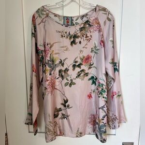 Johnny Was Karmen Multicolor Floral 100% Silk Blouse Sz M